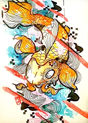 358x500 Japanese Koi Fish Art Print - Japanese Koi Watercolor