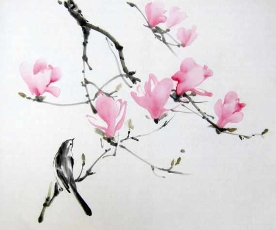 570x474 Japanese Sumi Watercolor Illustration - Japanese Watercolor