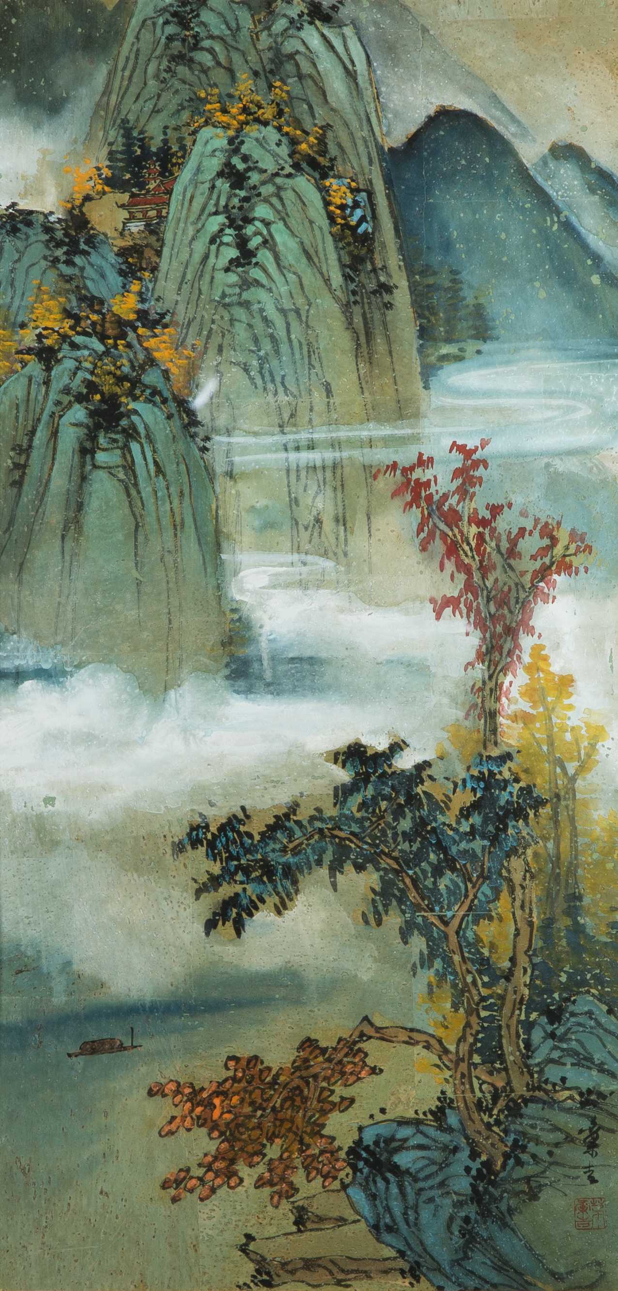 1276x2662 Chinese Japanese Watercolor On Paper Of A Coastal And Mountain Scene - Japanese Watercolor