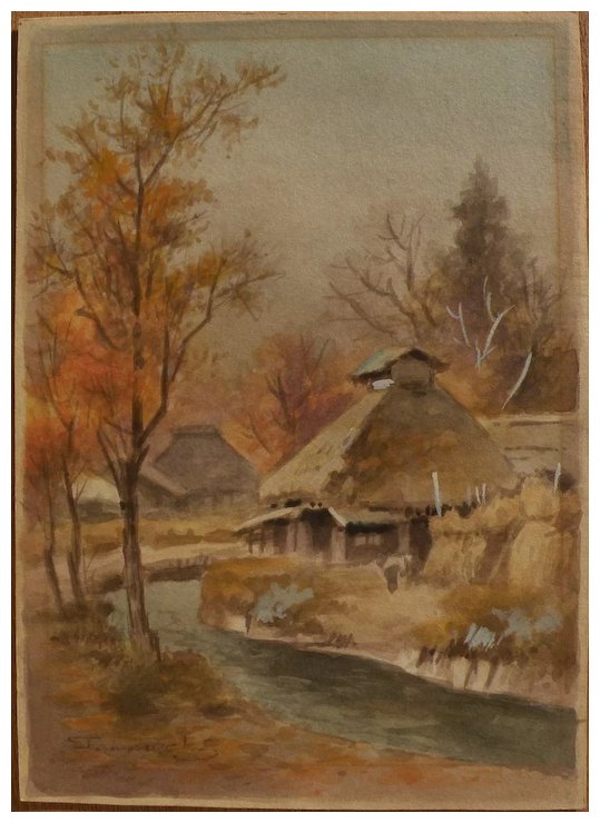 539x740 Fukutaro Terauchi (1891 ) Japanese Watercolor Landscape Painting - Japanese Watercolor