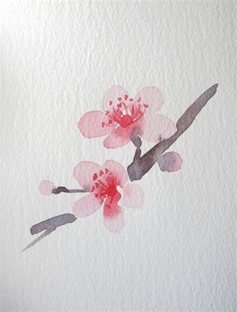474x623 Japanese Watercolor Flowers. Cherry Blossom Art Print Watercolor - Japanese Watercolor Flowers