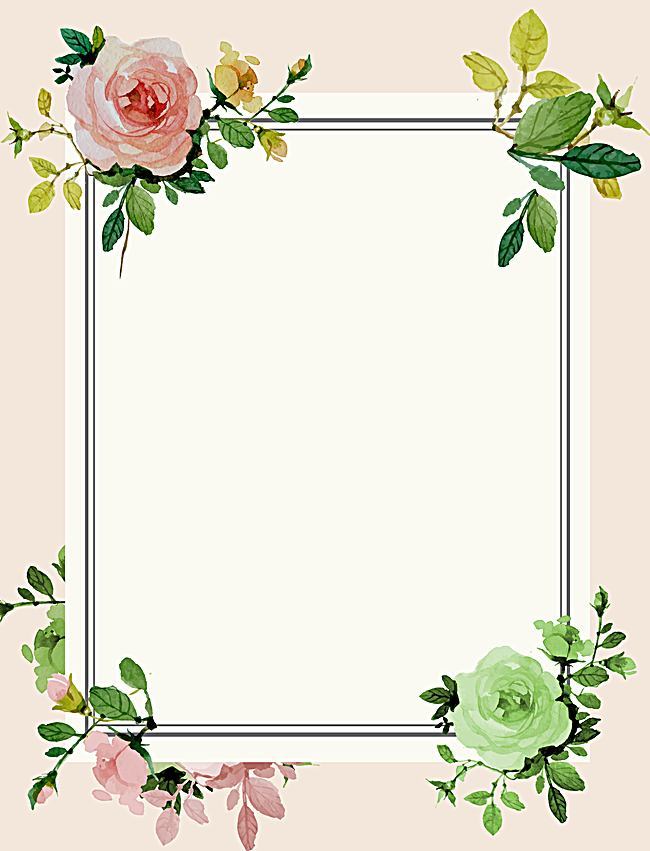 650x851 Watercolor Flowers Border Vector Background Material, Vector - Japanese Watercolor Flowers