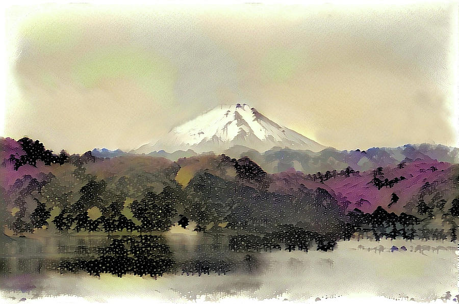 900x597 Japanese Watercolor Painting Mt. Fuji Modern Interior Art Digital - Japanese Watercolor Landscape