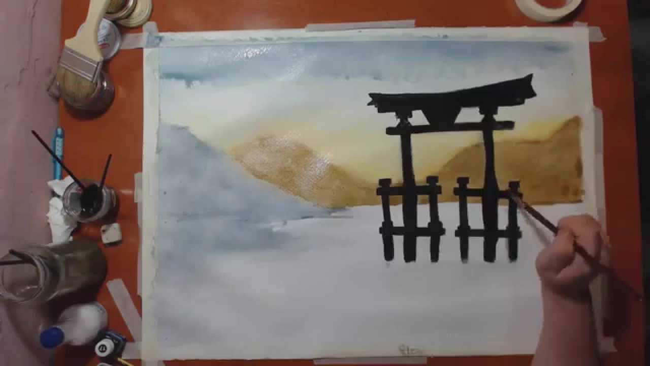 1280x720 Speed Painting - Japanese Watercolor Landscape