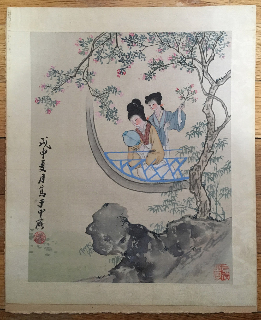 1000x1226 Vintage Japanese Watercolor Landscape On Silk Signed And Sealed - Japanese Watercolor Landscape