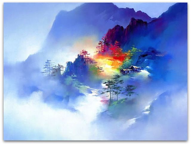 640x486 H. Leung Watercolor Mountains Water + Color - Japanese Watercolor Mountains