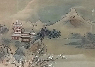 400x285 Original Japanese Landscape Mountain Scene Watercolor Painting - Japanese Watercolor Mountains