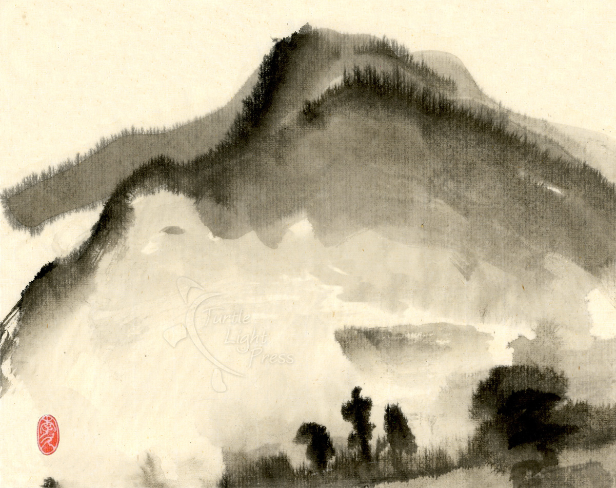 1201x951 Sumi E Prints - Japanese Watercolor Mountains