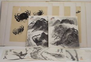 300x206 Lot Of Vintage Japanese Watercolors Woodblock Prints Artwork - Japanese Watercolor Prints