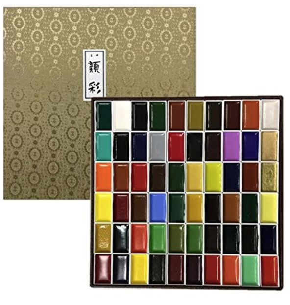592x622 Kissho Gansai Japanese Watercolor Paint 60 Colors Set Ebay - Japanese Watercolor Set