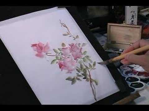 480x360 Watercolor Painting Tutorial Roses And Butterfly - Japanese Watercolor Techniques