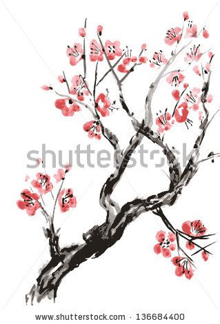 319x470 Gallery Japanese Cherry Blossom Tree Drawing, - Japanese Watercolor Tree