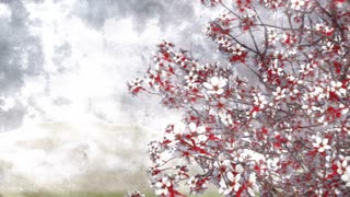 320x180 Hand Painted Ink Or Watercolor Artistic Style Japanese Sakura - Japanese Watercolor Tree