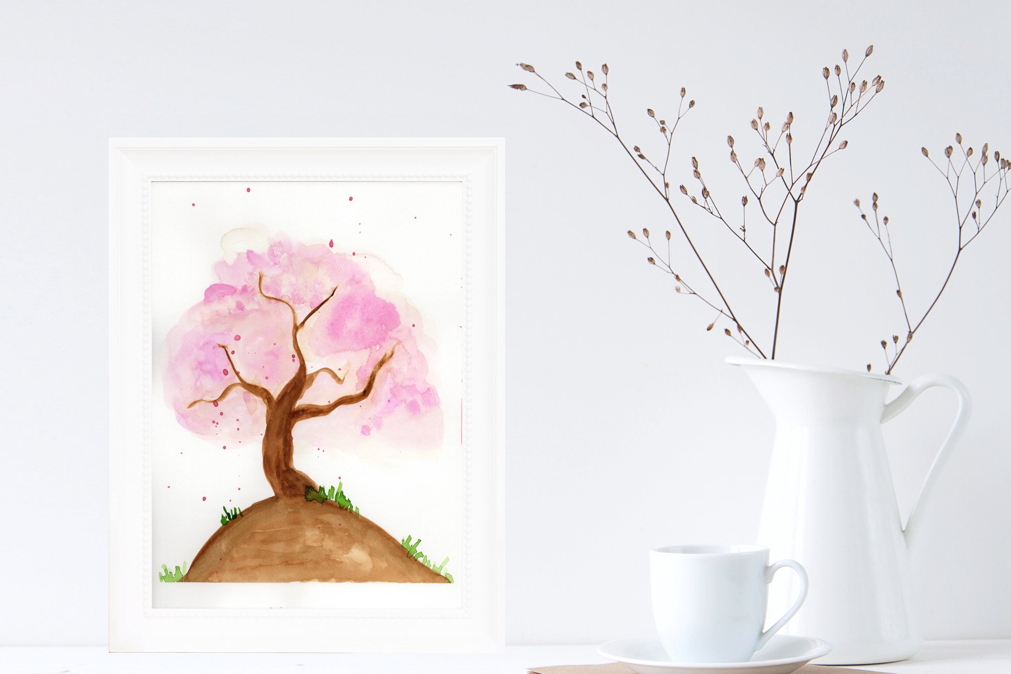 2000x1333 Japanese Painting Japanese Watercolor Japanese Sakura Tree Etsy - Japanese Watercolor Tree