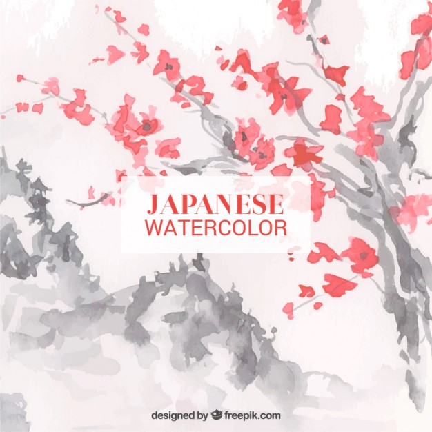 626x626 Japanese Watercolor Trees Background Vector Free Download - Japanese Watercolor Tree