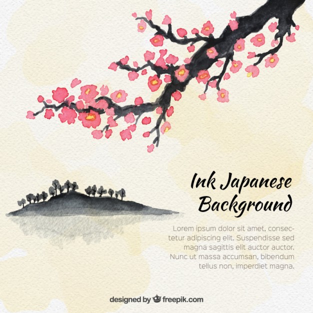 626x626 Watercolor Japanese Tree Background Vector Free Download - Japanese Watercolor Tree