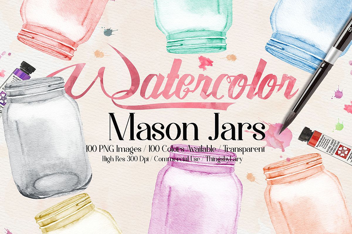 1200x800 100 Watercolor Mason Jar Clip Arts - Jar Watercolor