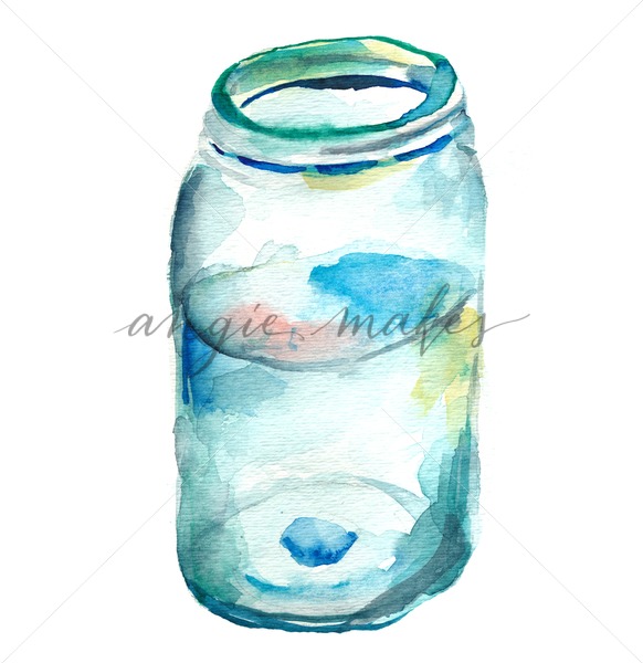 582x600 Hand Painted Watercolor Mason Jar Image - Jar Watercolor