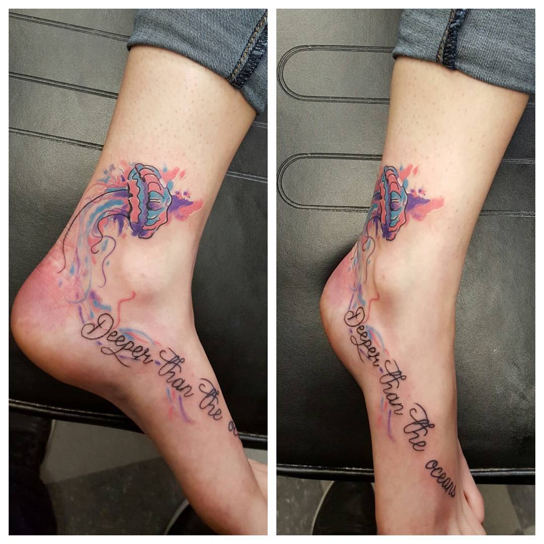 1080x1080 Ankle Tattoo Ideas Sassy Daily Tattoo Image 71 - Jellyfish Tattoo Watercolor