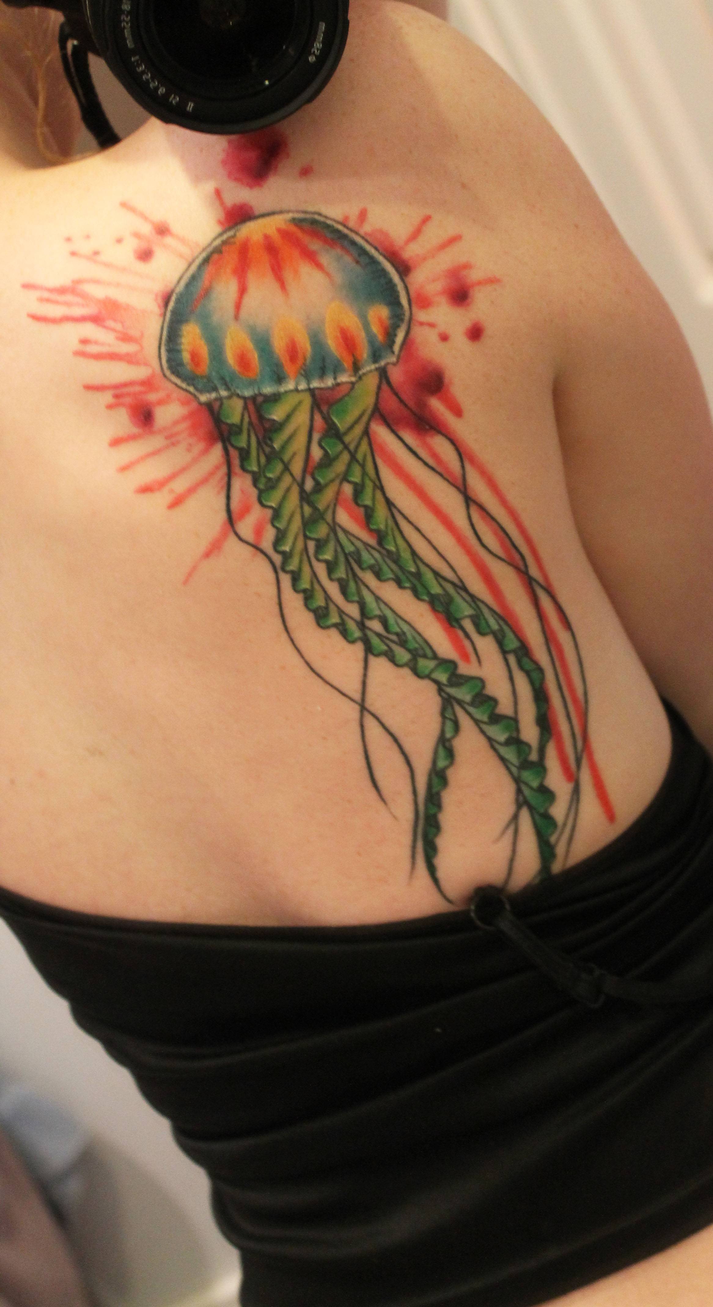 2333x4272 Finished Watercolor Jellyfish! Done By Lily - Jellyfish Tattoo Watercolor