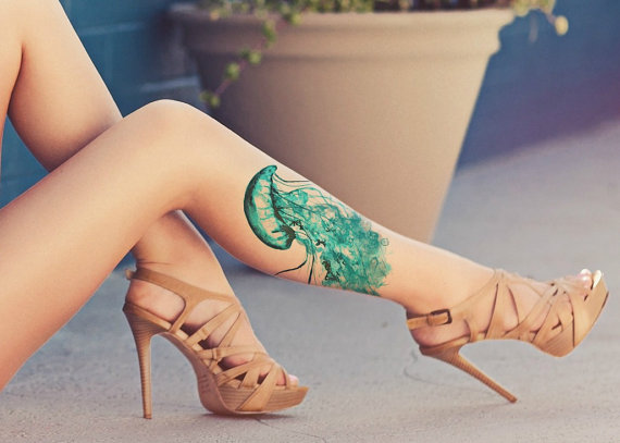 570x407 Newbie Question On Watercolor Tattoos - Jellyfish Watercolor Tattoo