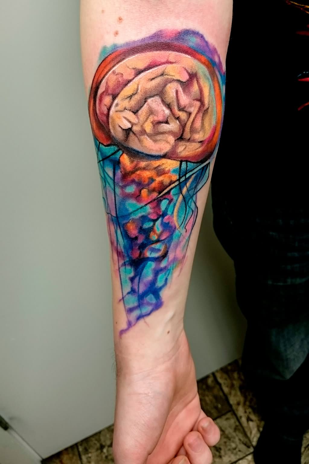 1024x1536 Right Forearm Watercolor Jellyfish Tattoo Design - Jellyfish Watercolor Tattoo