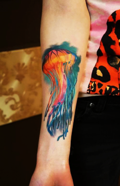 236x366 Wonderful Watercolor Jellyfish Tattoos For My Friends 2014 - Jellyfish Watercolor Tattoo