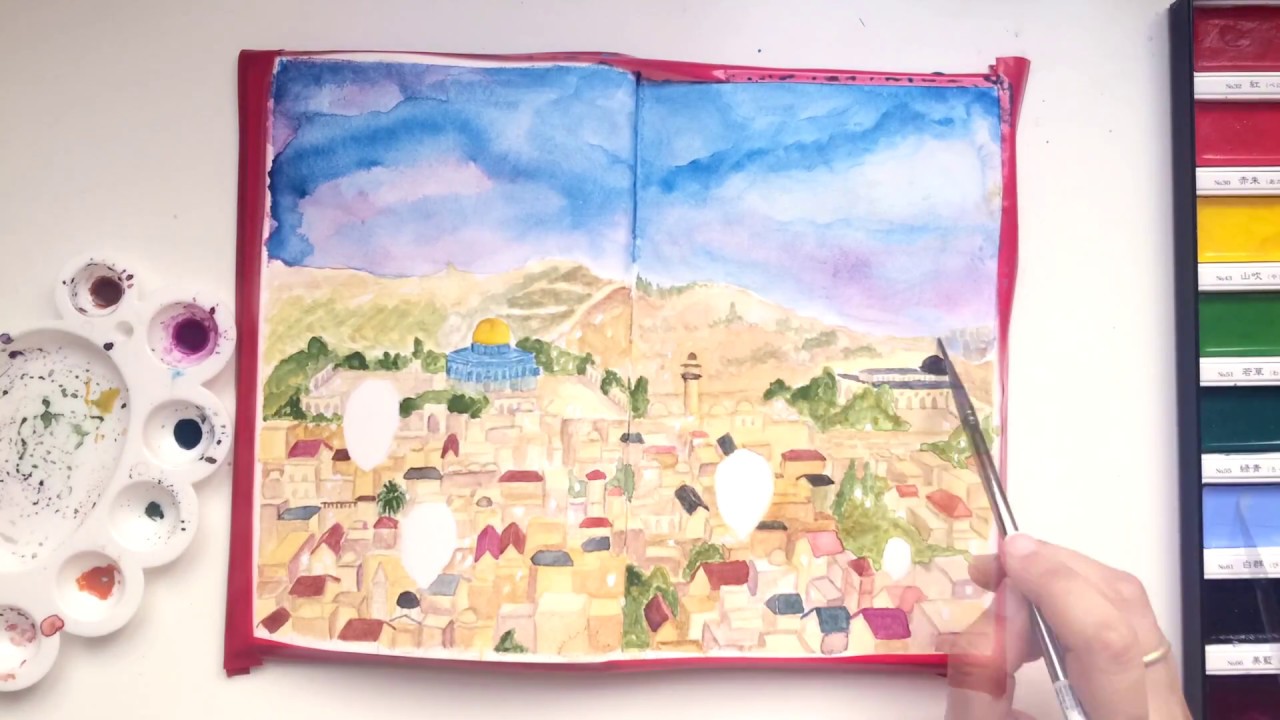 1280x720 Jerusalem Cityscape Watercolor Speed Paint - Jerusalem Watercolor