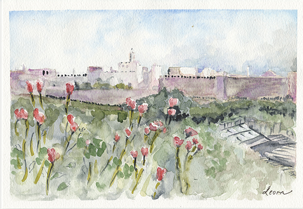 617x426 Yemin Moshe Watercolor Sketches - Jerusalem Watercolor