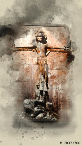 281x500 Crucifixion Of Jesus Christ. Watercolor Background - Jesus Christ Watercolor