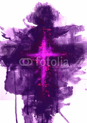 283x400 Abstract Purple Cross. Artistic Watercolor Style Digital - Jesus Christ Watercolor