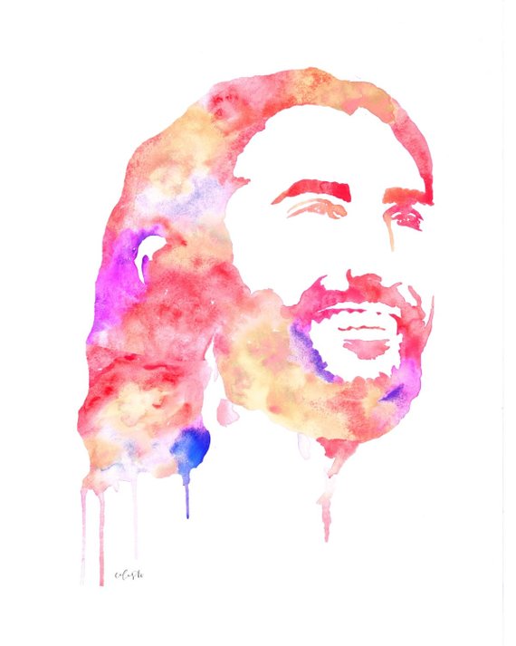 570x713 Warm Toned Watercolor Painting Of Jesus Christ The Savior Etsy - Jesus Christ Watercolor