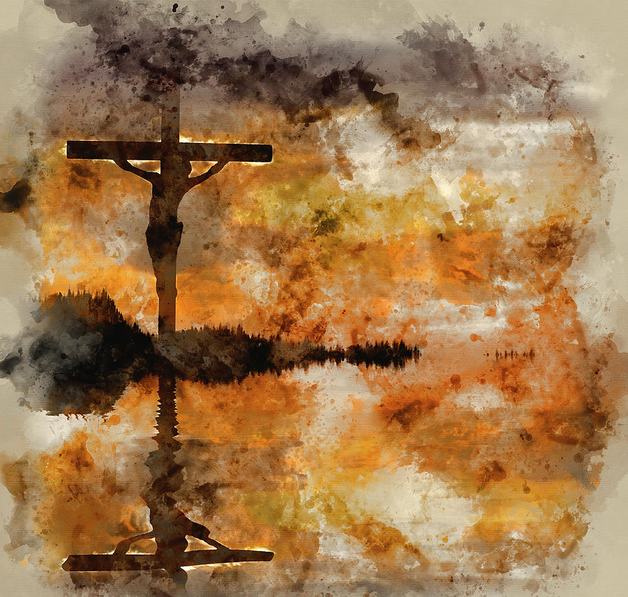 900x856 Watercolour Painting Of Jesus Christ Crucifixion On Good Friday - Jesus Christ Watercolor