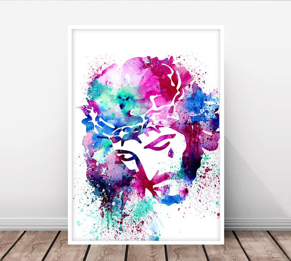 1024x916 Jesus Watercolor Art, Jesus Art Decor, Christ Wall Art, Christ - Jesus Watercolor