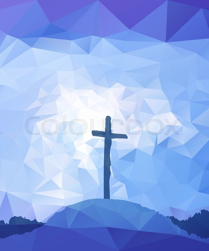 667x800 Polygonal Vector Design. Hand Drawn Easter Scene With Cross. Jesus - Jesus Watercolor