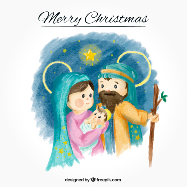 626x626 Watercolor Background With Lovely Jesus Birth Vector Free Download - Jesus Watercolor