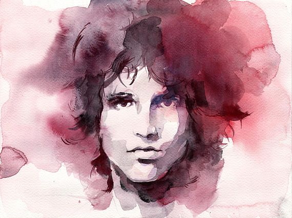 570x426 Jim Morrison Watercolor Art Print - Jim Morrison Watercolor