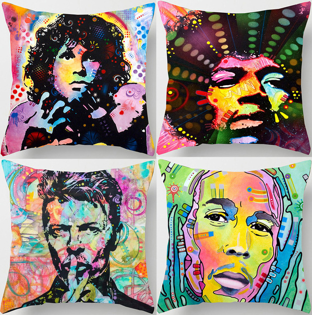 633x640 Buy Bob Marley Jimi Hendrix Jim Morrison Cushion - Jim Morrison Watercolor