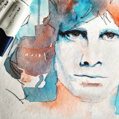 400x400 Jim Morrison Watercolor Painting Artistic Intrusion - Jim Morrison Watercolor
