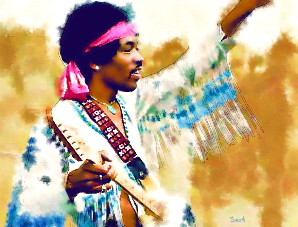 999x760 Jimi Hendrix Digital Watercolors Painting - Jimi Hendrix Watercolor