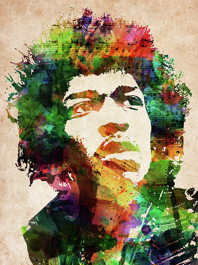 675x900 Jimi Hendrix Colorful Portrait Digital Art By Mihaela Pater - Jimi Hendrix Watercolor