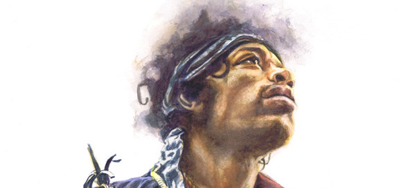 598x272 Jimi Hendrix Fine Art Print - Jimi Hendrix Watercolor