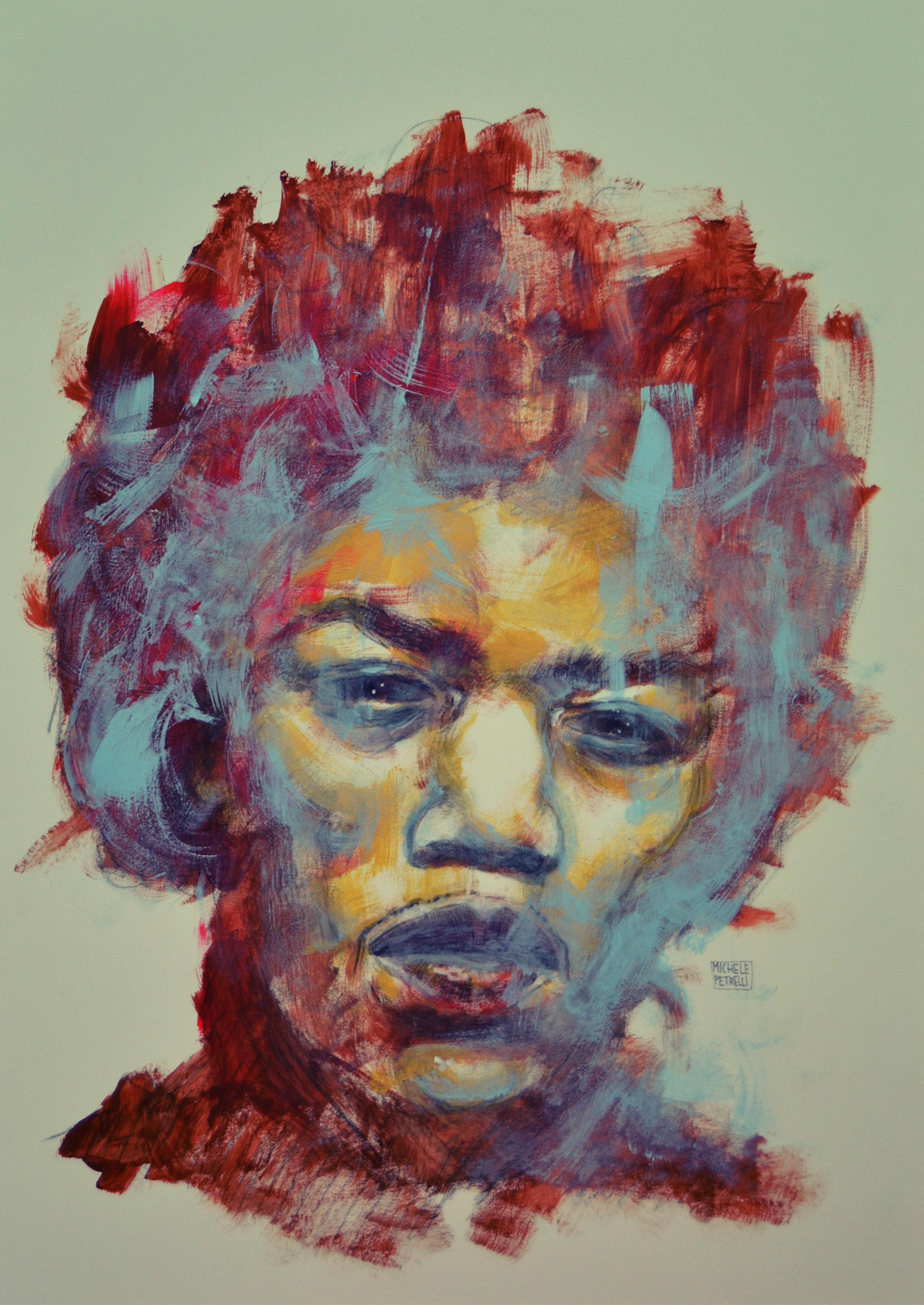 2856x4032 Michele Petrelli Artwork Jimi Hendrix Original Painting Acrylic - Jimi Hendrix Watercolor
