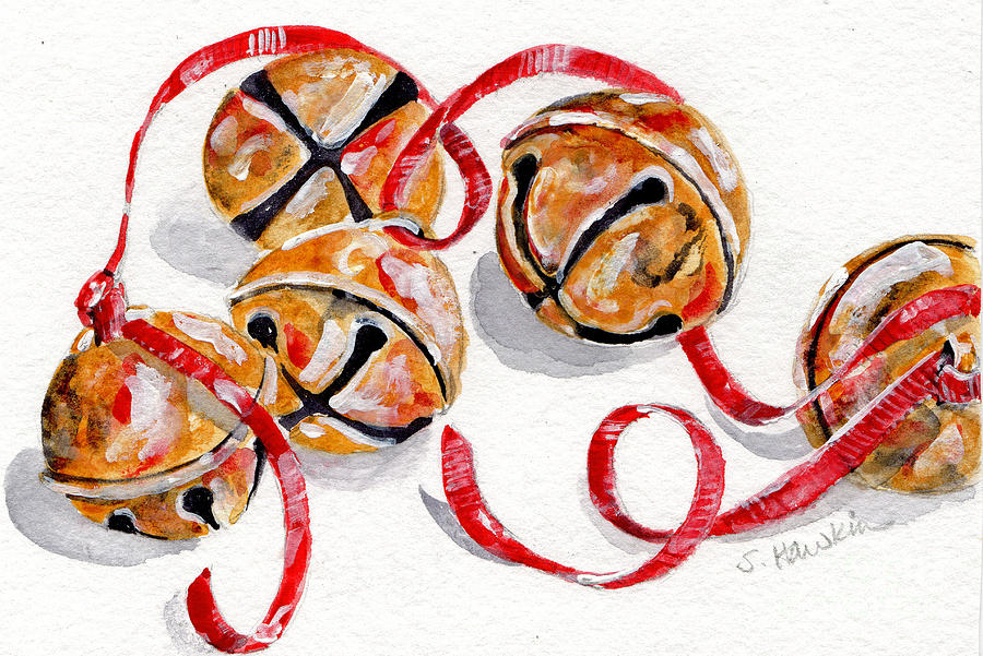 900x601 Jingle Bells Painting By Sheryl Heatherly Hawkins - Jingle Bells Watercolor