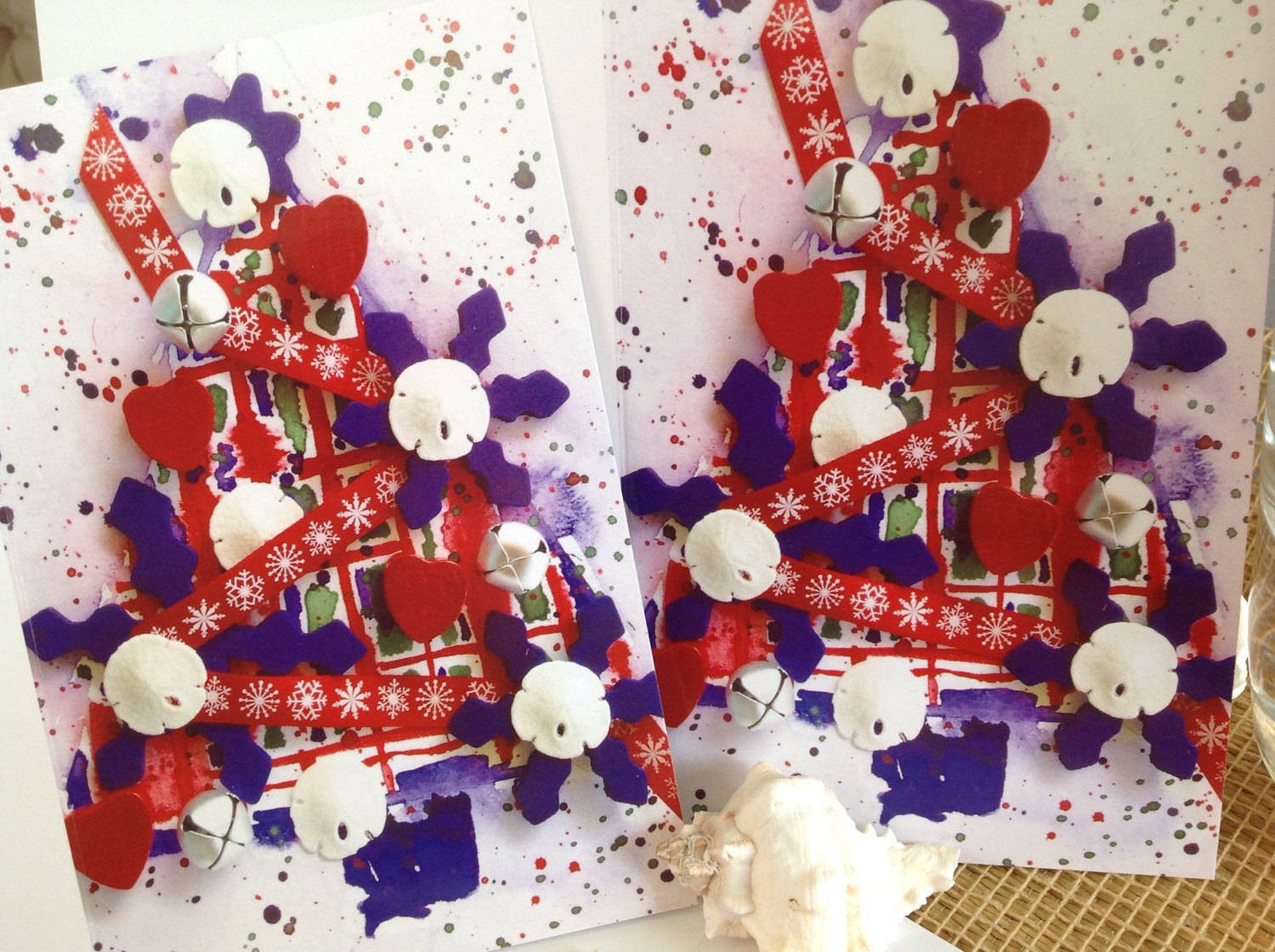 1500x1120 Printed Holiday Cards Wooden Christmas Charms Silver Jingle Bells - Jingle Bells Watercolor