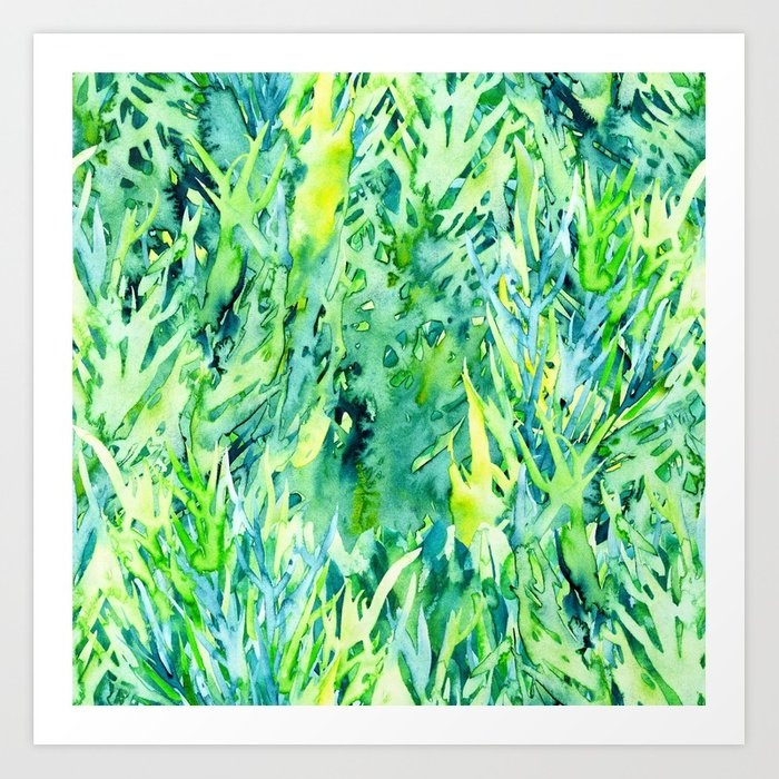 700x700 Jungle Green Watercolor Art Print By Saryart Society6 - Jungle Watercolor