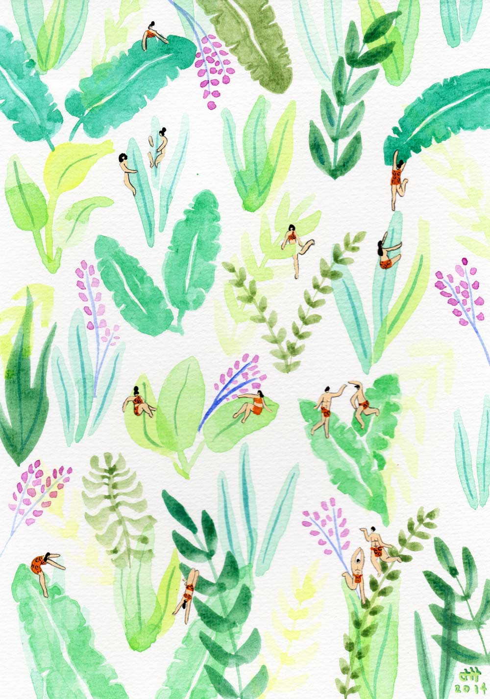 1000x1425 Jungle Series Helo Birdie - Jungle Watercolor