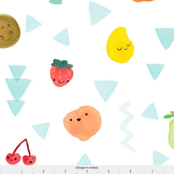570x570 Kawaii Watercolor Fruit Fabric - Kawaii Watercolor
