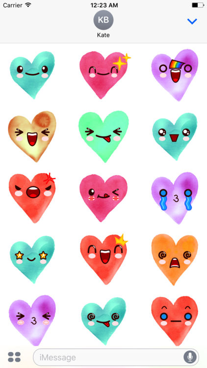 422x750 Kawaii Watercolor Hearts Stickers By Appbubbly - Kawaii Watercolor
