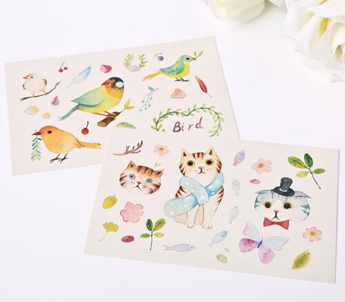 500x437 Kawaii Watercolor Style Happy Forest Postcards Cute Animal And - Kawaii Watercolor